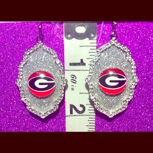 Georgia Bulldogs SilverRhinestone Glitter Earrings